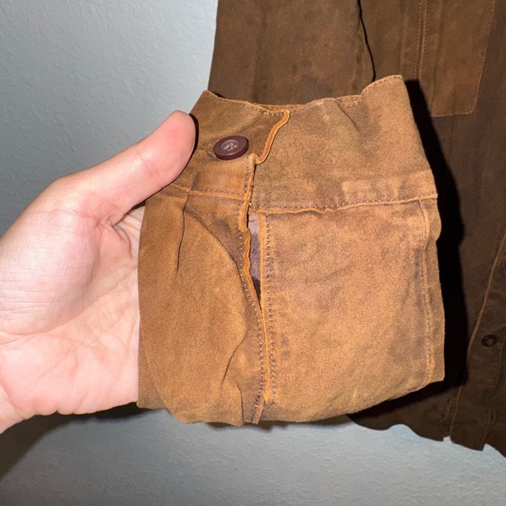Patrick James 100% Genuine Leather Men’s Brown Button Down Jacket Shacket Size L - Picture 5 of 11